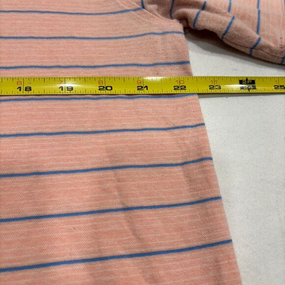 Southern Marsh Peach Polo Shirt Men's Size M Short Sleeve Blue Duck Striped - Picture 7 of 8
